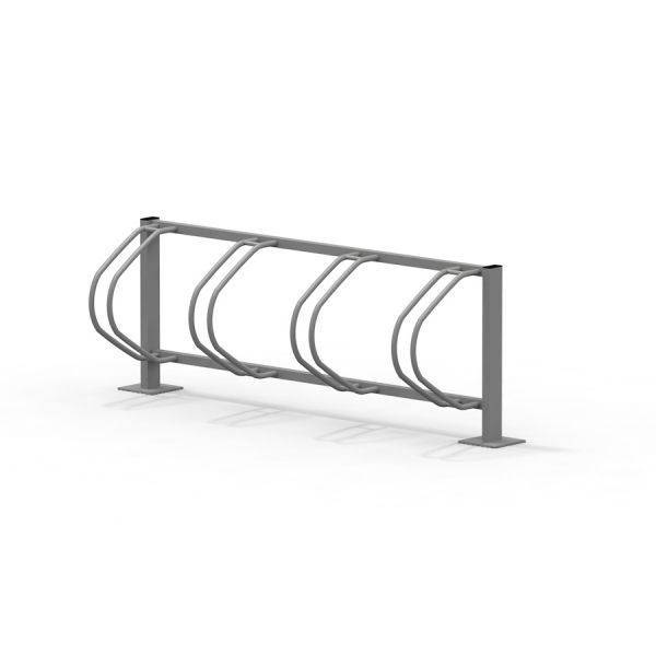 Moderne grå Cykelstativ til 4 cykler i holdbart design.
