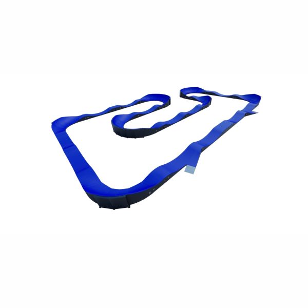 Blå og sort Pumptrack VII bane til udendørs sportsaktiviteter.