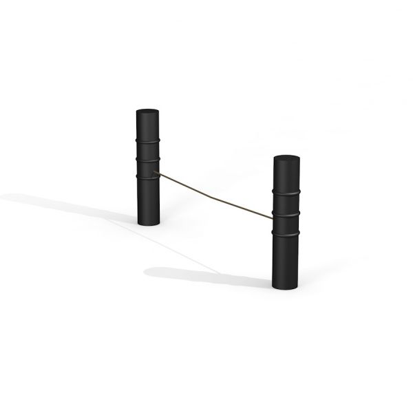 Sort Slackline-udstyr isoleret på hvid baggrund.