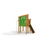 Legehus i træ med klatrevegg