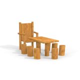 Robinia bord med 7 sittestubber