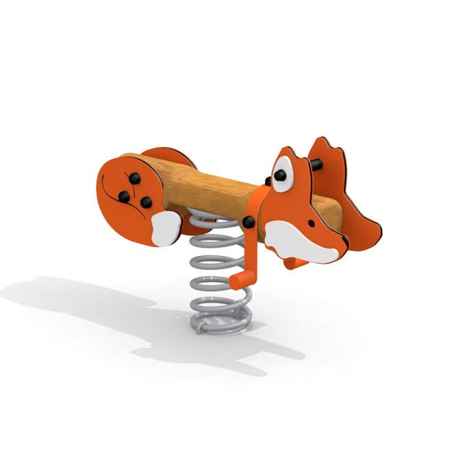 Fox rocking legegyngel til legeplads med forårsbaseret bevægelse formet som en rød ræv.