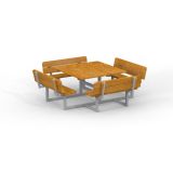 Quadro bænkebord galv. stål / lærketræ