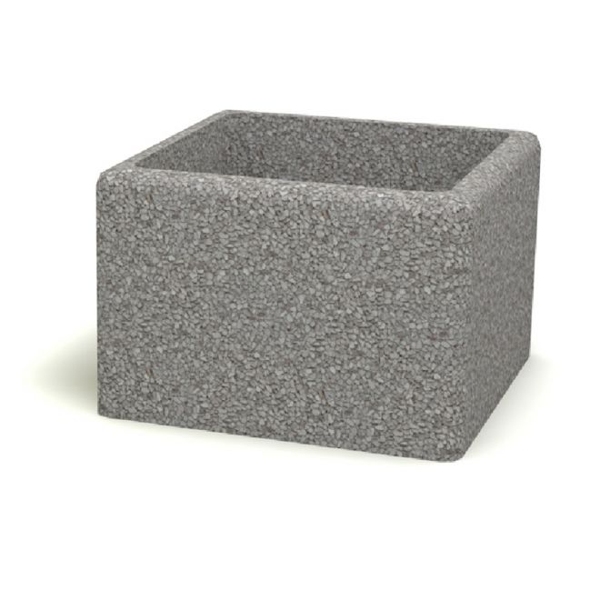 Kvadratisk Blomsterkumme Berta i grå tekstureret beton.