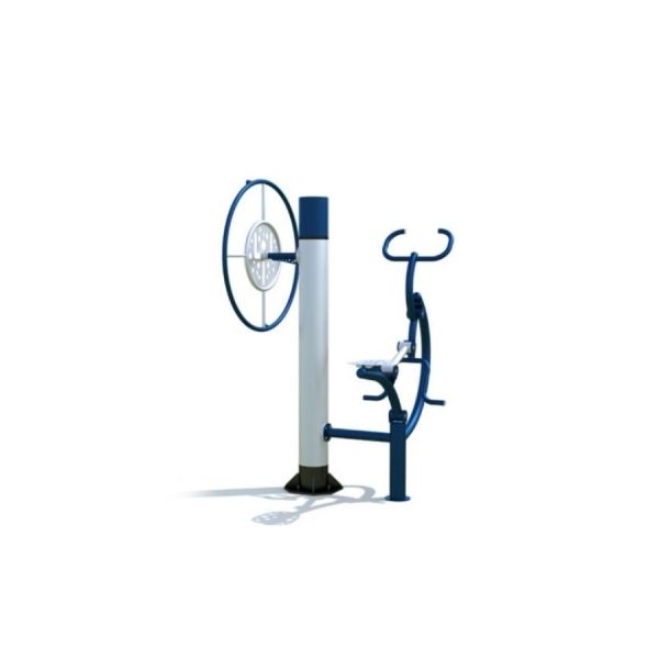 Udendørs fitnessudstyr med cykel og armtræningsstation