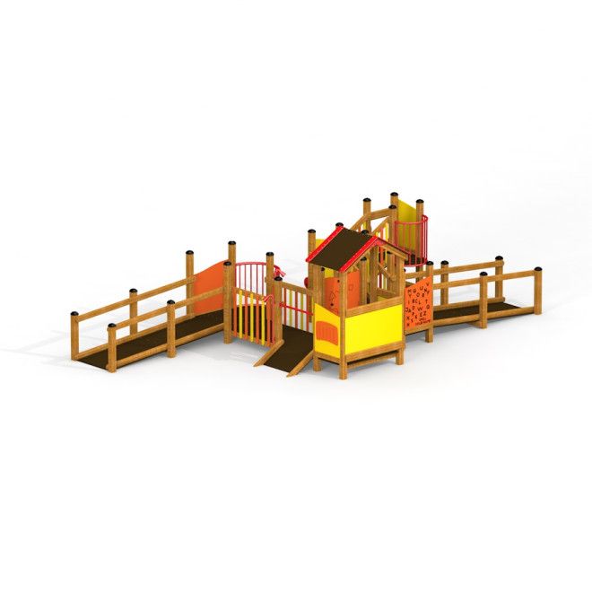 Gamma – Handicap-venligt legehus med rampe og klatreelementer til handicapvenlig leg.