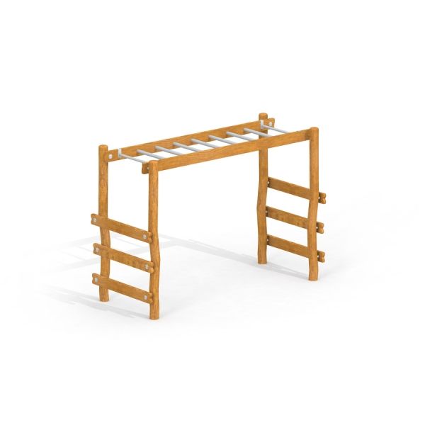 Robinia armgang til børn i robust træ på hvid baggrund.
