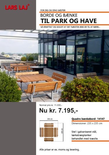 borde og baenke til park og have