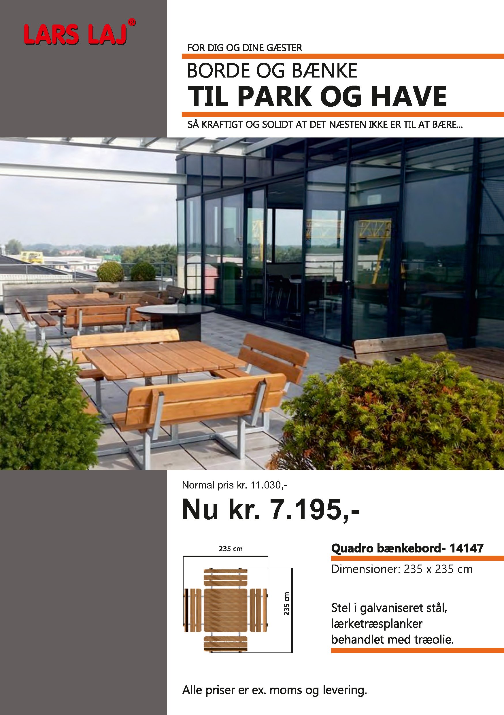 borde og baenke til park og have